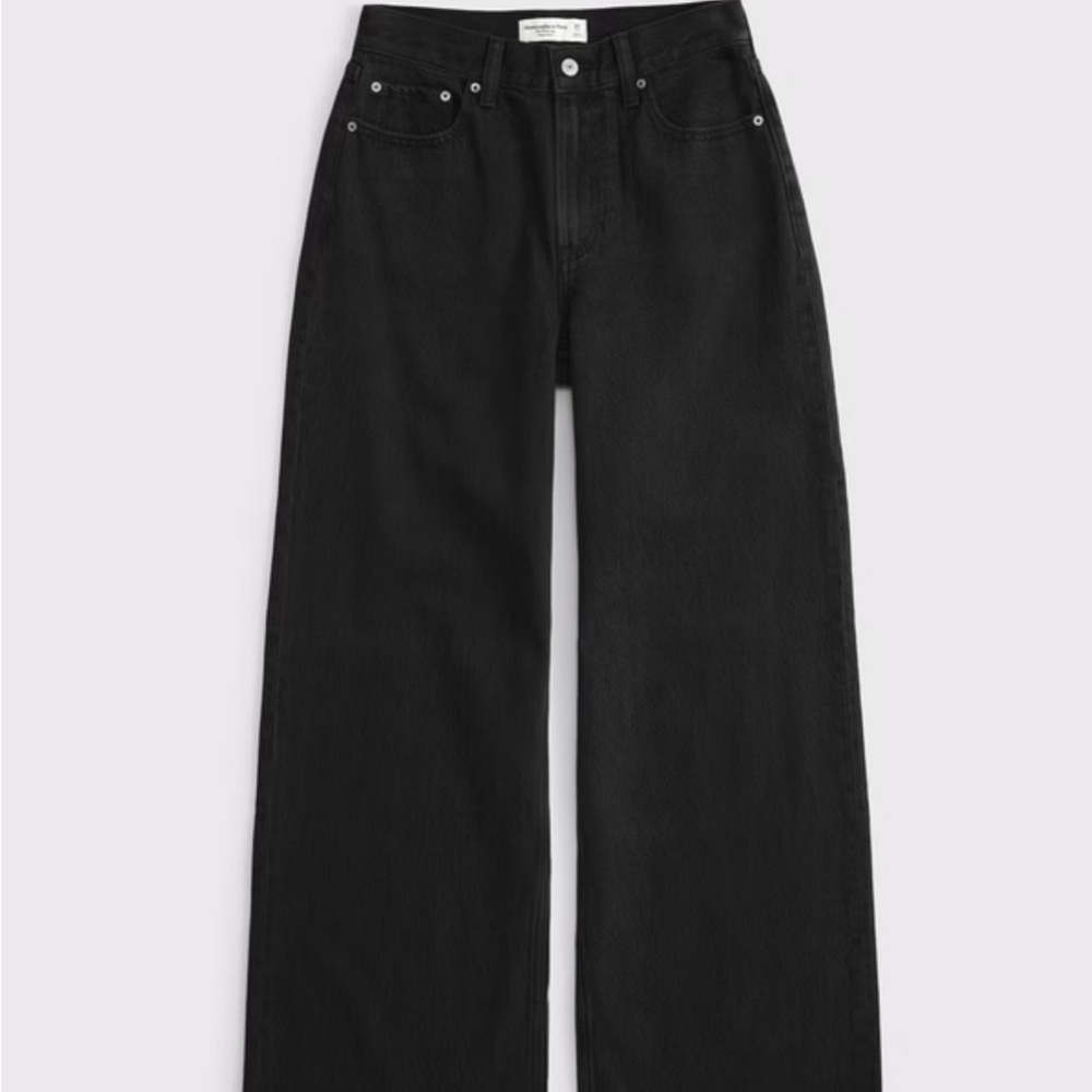 Abercrombie Black Women's wide leg high rise Jeans 27 short